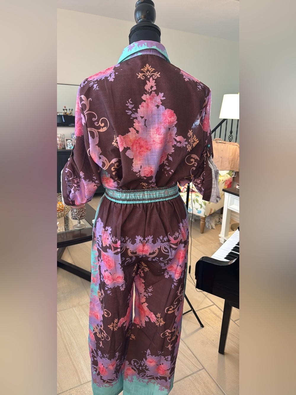 Women's Floral Wide-Leg Jumpsuit Coords - Picture 8 of 10